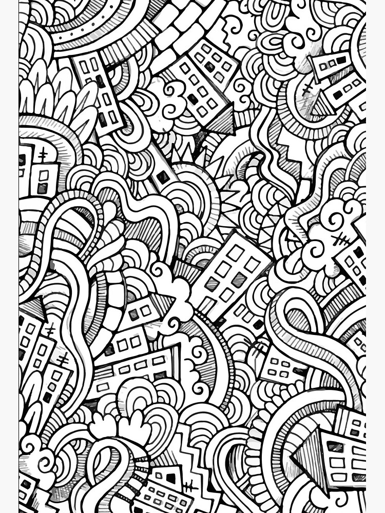 Lámina rígida con la obra «Dibujos para colorear para los adultos: Doodle  de la ciudad» de Yuna26
