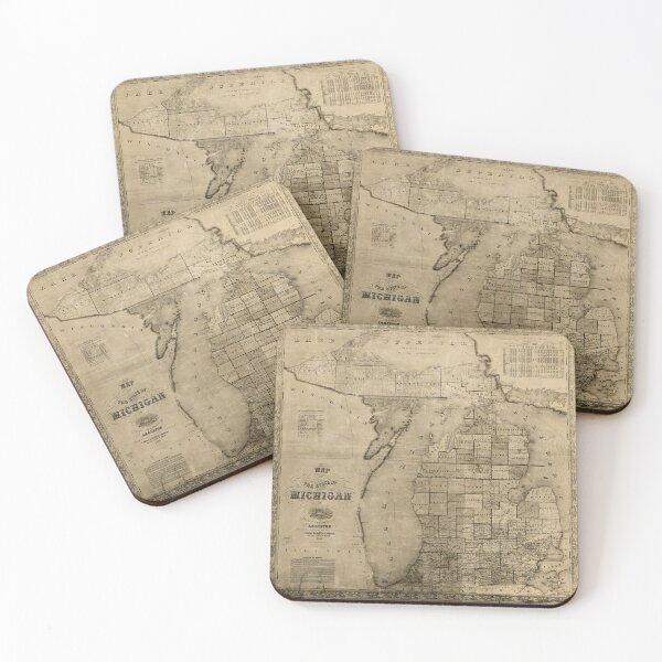 Item preview, Vintage Michigan map 1856 old map of Michigan Old Antique Style Michigan State Gift wall Map Lake Michigan Decor Housewarming gift designed and sold by thearttist.