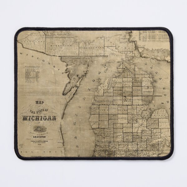 Item preview, Vintage Michigan map 1856 old map of Michigan Old Antique Style Michigan State Gift wall Map Lake Michigan Decor Housewarming gift designed and sold by thearttist.