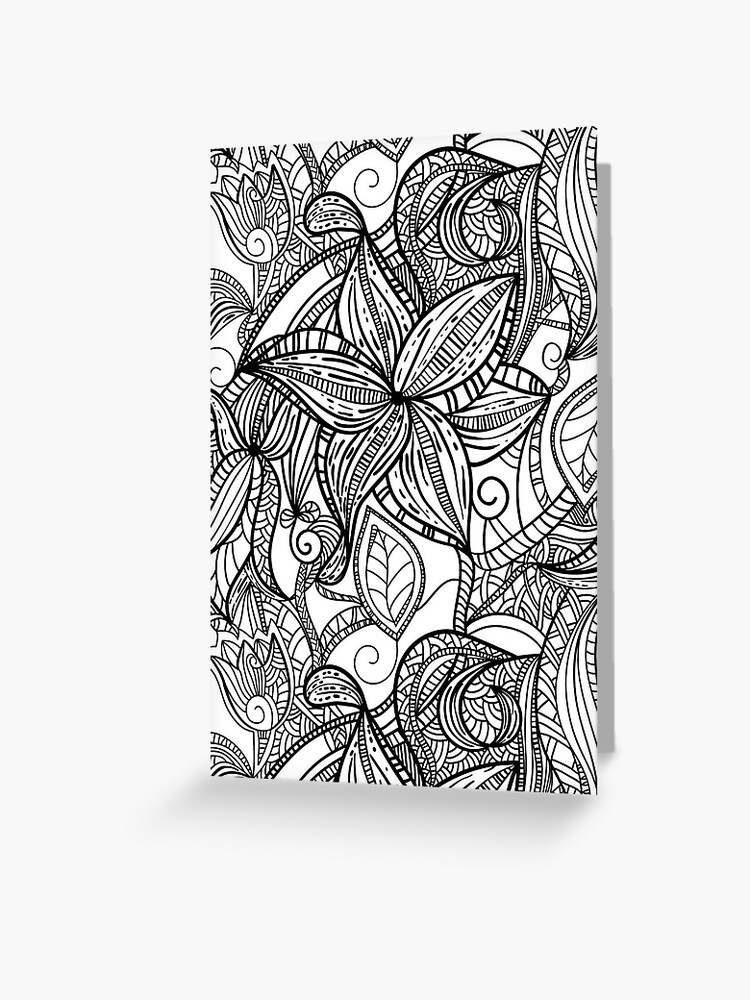 Carte De Vœux Coloriage Pour Adulte Feuillage Par Yuna26 Redbubble