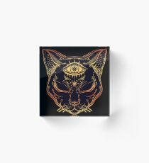 Egyptian Cat with Third Eye Open Acrylic Block