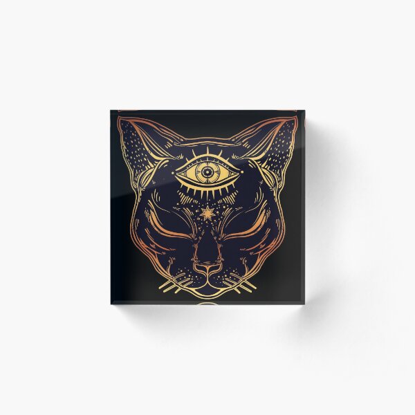 Egyptian Cat with Third Eye Open Acrylic Block