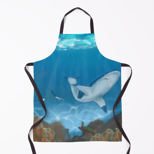 Item preview, Tropical underwater scene with sharks, stingray, sea turtle and seahorses designed and sold by Jane Domenech.