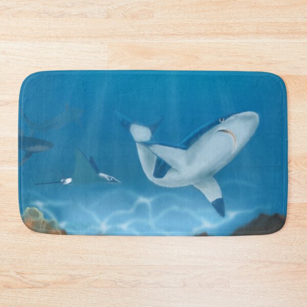 Item preview, Tropical underwater scene with sharks, stingray, sea turtle and seahorses designed and sold by Jane Domenech.