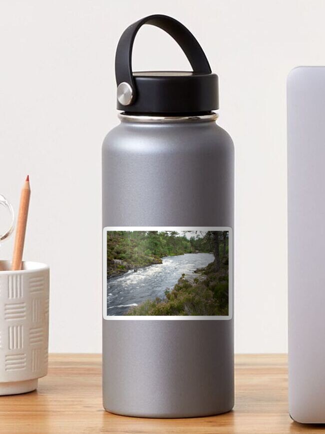 Thumbnail 1 of 3, Sticker, River flowing through Caledonian Pine Forest designed and sold by SiobhanFraser.
