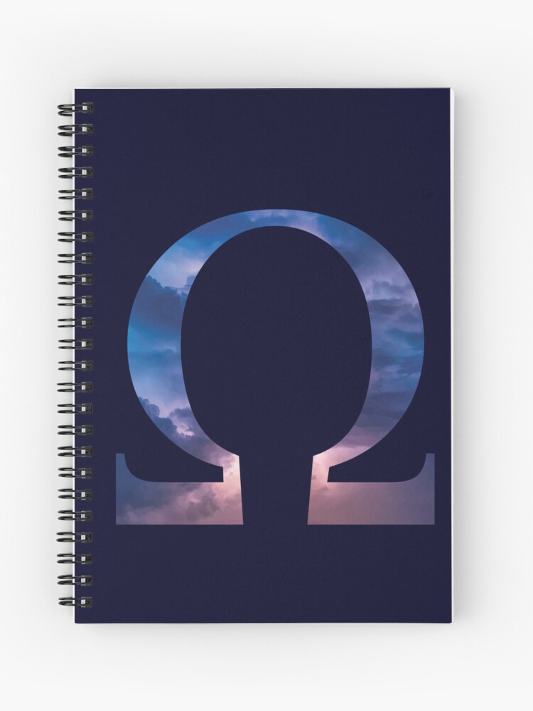 Beginning and end Omega sign symbol with religious and spiritual meaning Spiral Notebook