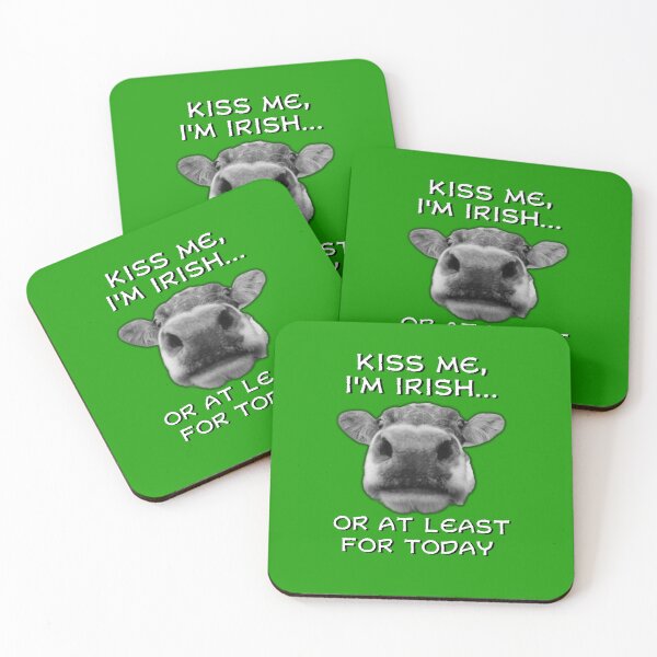 Item preview, Kiss me I'm Irish or at least for today St Patrick's Day funny gift with cow designed and sold by facePale.