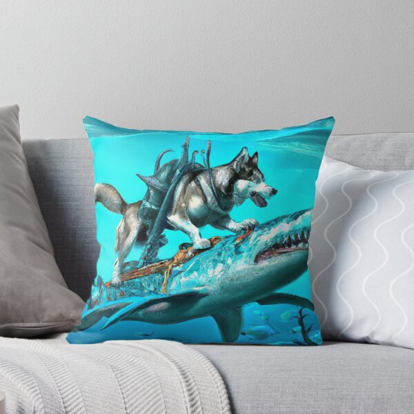 Item preview, A Husky riding  shark underwater. Husky Mamma. Ocean Husky. Water Husky. designed and sold by Doggymadness.