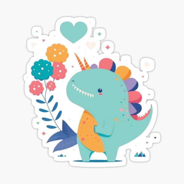 Cute blue Dinosaur Sticker, cute Dino Stickers, Laptop stickers, Aesth –  Neyastickershop