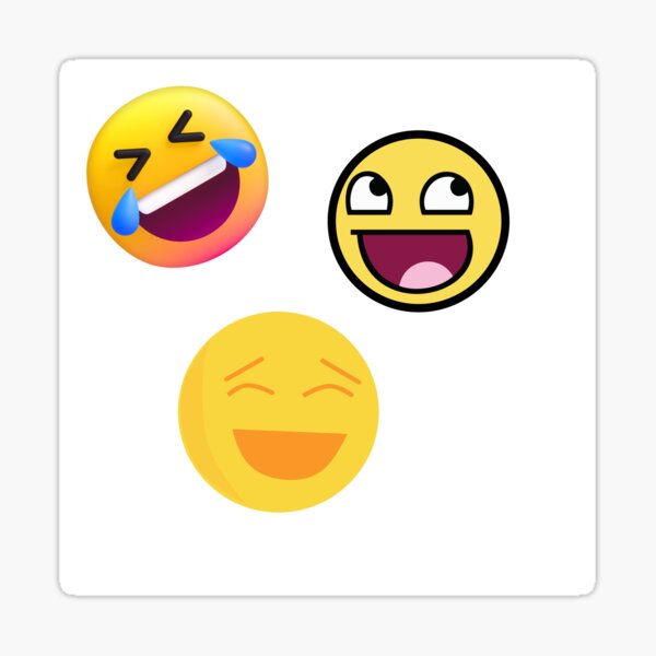 Emoji stickers laughing happy content lol funny cracking  Sticker for Sale  by Ambrose-lilly