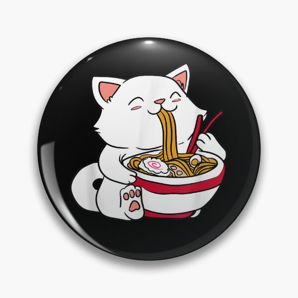 Item preview, Kawaii Cat Eating Ramen Noodles Japanese Food Anime T-Shirt designed and sold by Larcossee ⭐⭐⭐⭐⭐.