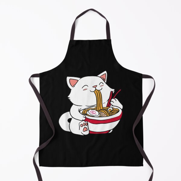 Aperçu de l'œuvre Chat Kawaii mangeant des nouilles Ramen nourriture japonaise Anime T-shirt créée et vendue par Larcossee ⭐⭐⭐⭐⭐.