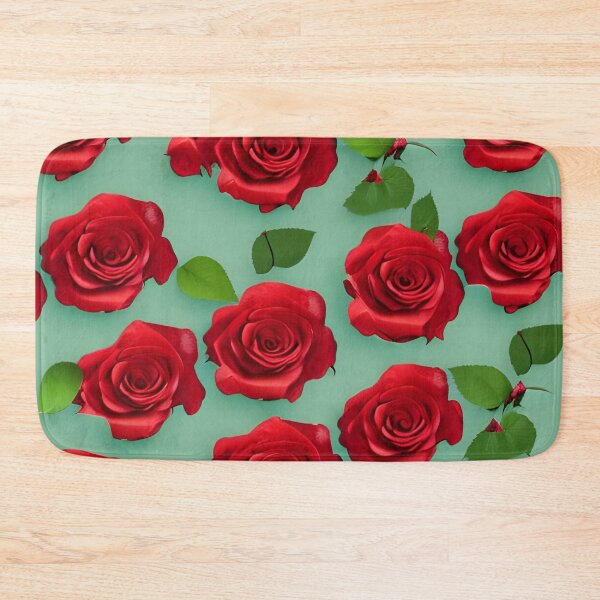 Item preview, Heads of red roses on a green background pattern designed and sold by brandway.