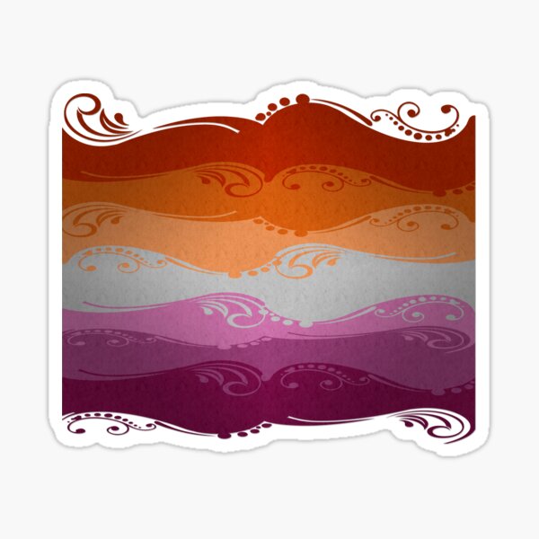 Fancy Swooped and Swirled Lesbian Pride Flag Background Sticker