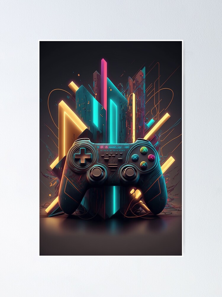 Modern Gaming Frenzy: Abstract Game Controller Art Poster for Sale by  plachy78