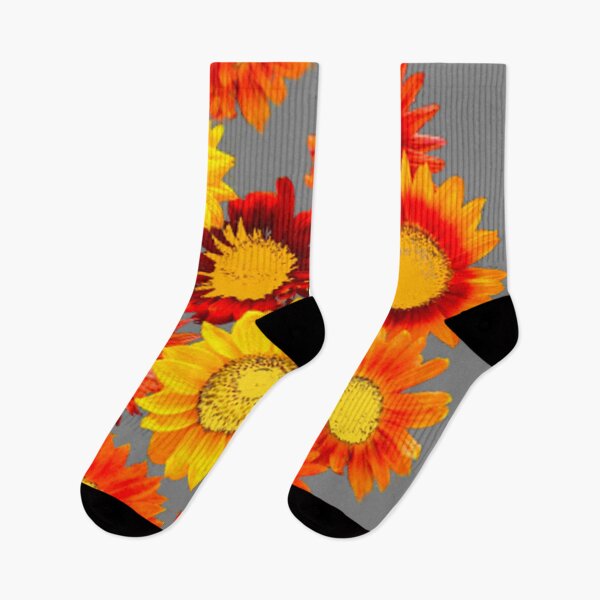 Item preview, ABSTRACT ORANGE SUNFLOWER PATTERNS GREY ART designed and sold by sharlesart.