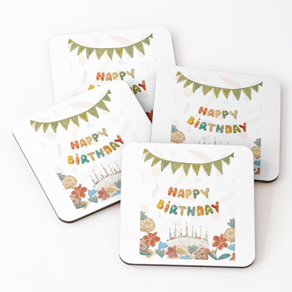 Item preview, Card happy birthday letters flag flower watercolor designed and sold by Yana Mustafina | Boho Soulful Designs.
