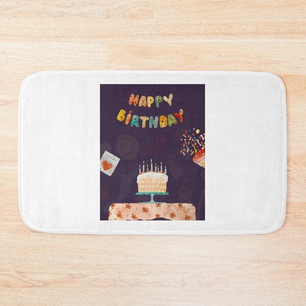 Item preview, Card happy birthday text table violet watercolor designed and sold by Yana Mustafina | Boho Soulful Designs.