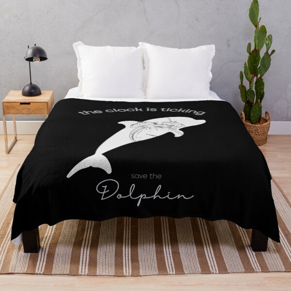 Item preview, Protect The Dolphins Save the Dolphin The Clock is Ticking Throw Pillow designed and sold by MagicWolfStar.