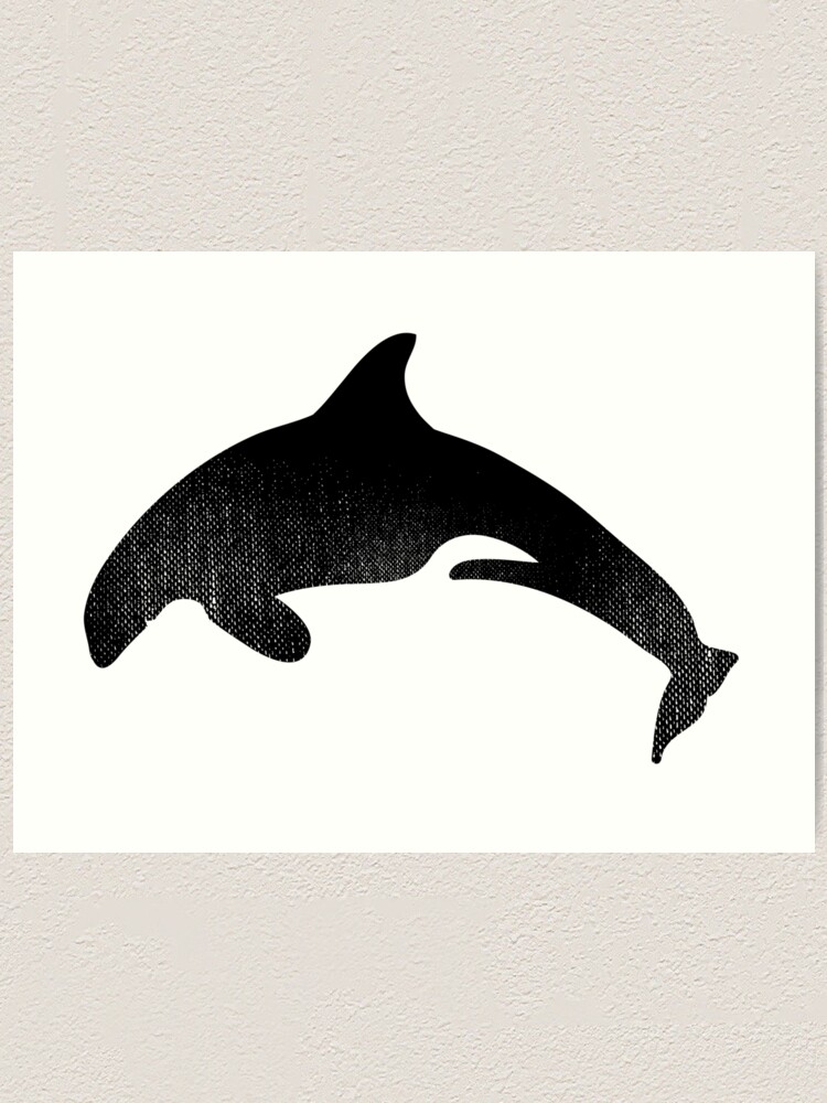 “Worn stencil of jumping killer whale (Orca)” Art Print by knappidesign
