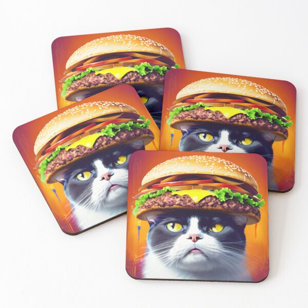 Item preview, Feline Foodie Fantasy - A Cat and a Giant Burger designed and sold by WBP Mart.
