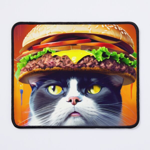 Item preview, Feline Foodie Fantasy - A Cat and a Giant Burger designed and sold by WBP Mart.