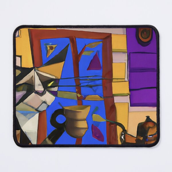 Item preview, Cubist Rendering of a Cat Drinking Tea designed and sold by PlaceablePiece.