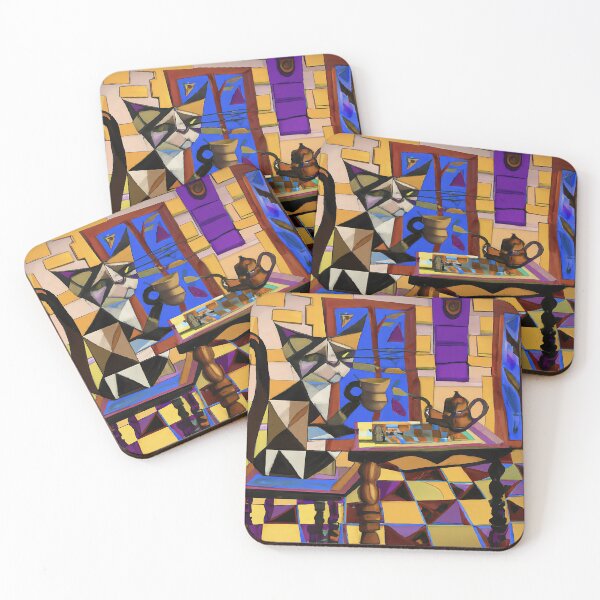 Item preview, Cubist Rendering of a Cat Drinking Tea designed and sold by PlaceablePiece.