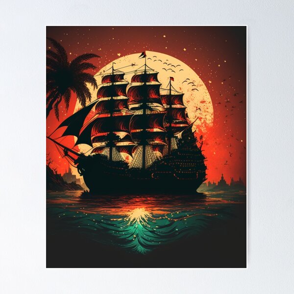 Pirate Ship Silhouette Posters for Sale