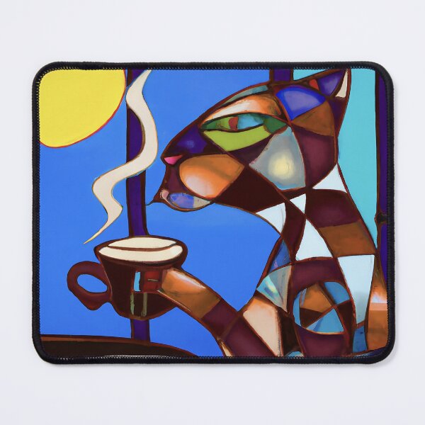 Item preview, Cubist Rendering of a Cat Enjoying Coffee designed and sold by PlaceablePiece.