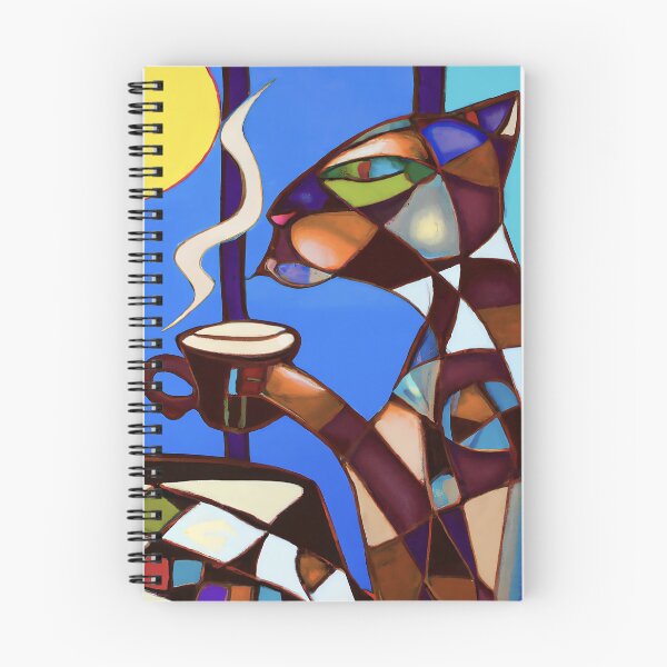 Item preview, Cubist Rendering of a Cat Enjoying Coffee designed and sold by PlaceablePiece.