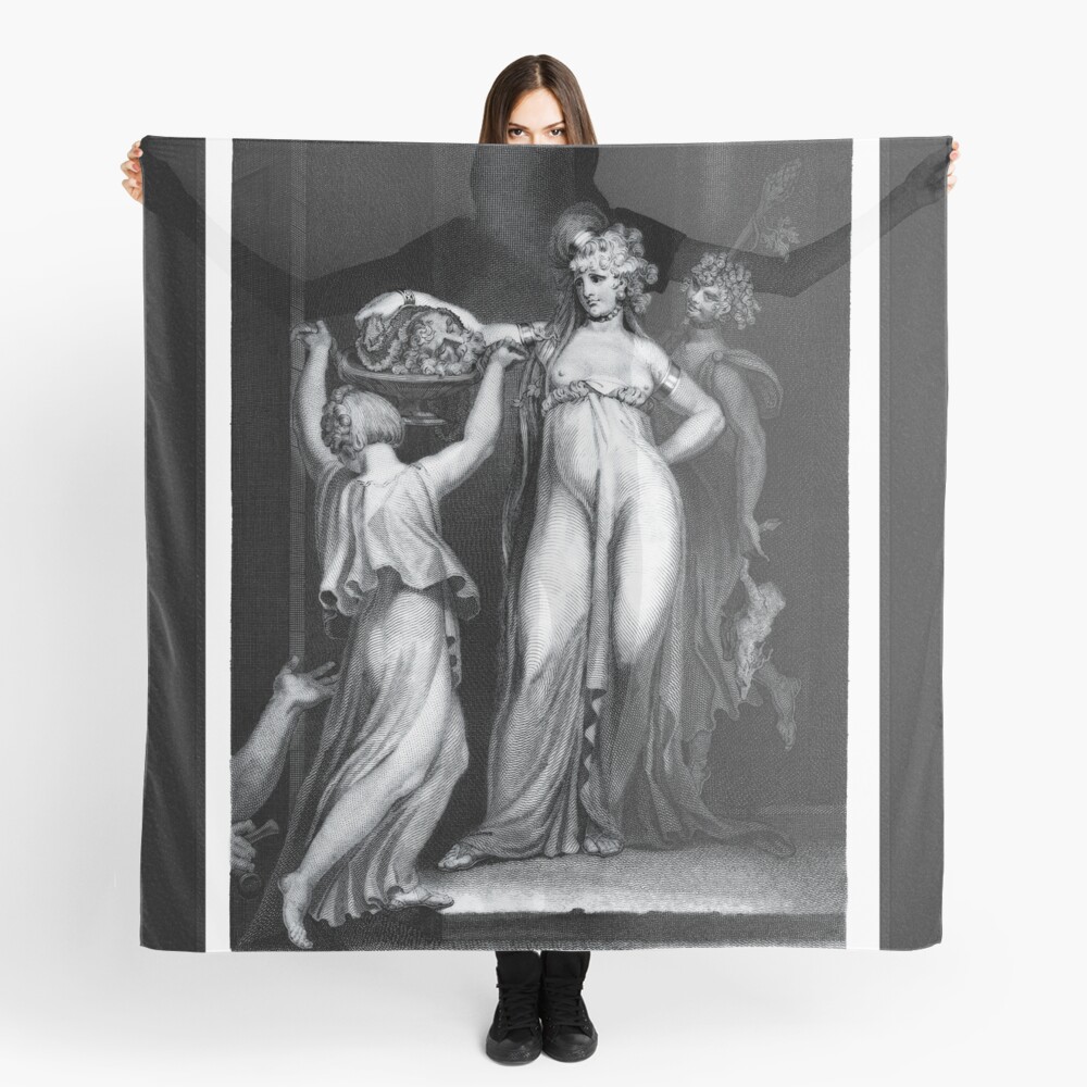 The Daughter of Herodias Salome Receiving the Head of John the Baptist by Engraver Thomas Holloway Classical Fine Art Reproduction Ladies Scarf
