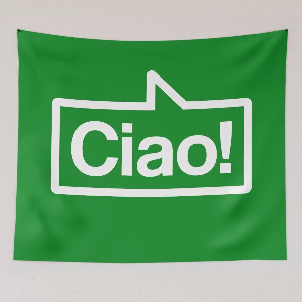 Item preview, Ciao - Talking Shirt (White on Green) designed and sold by Justin Ellis.