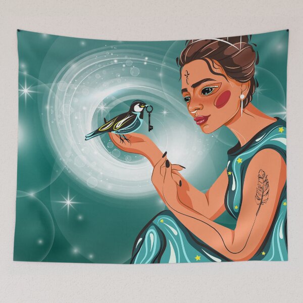 Item preview, a fairy princess in a magical world with a bird in her hand	 designed and sold by SabinArt.