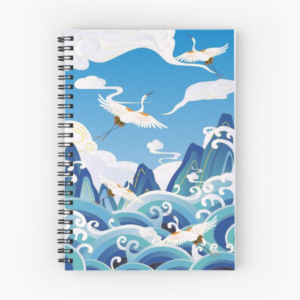 Item preview, auspicious sea waves alpine auspicious clouds crane  shading designed and sold by UnaWu533.