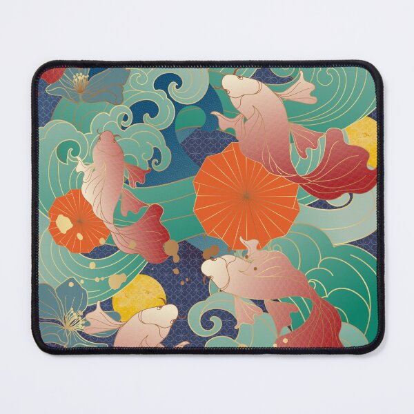 Item preview, traditional classical auspicious cherry blossom  wave goldfish shading designed and sold by UnaWu533.