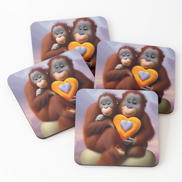 Item preview, Cute Monkeys holding Heart - Valentine's Day gift designed and sold by DreamyEscapism.