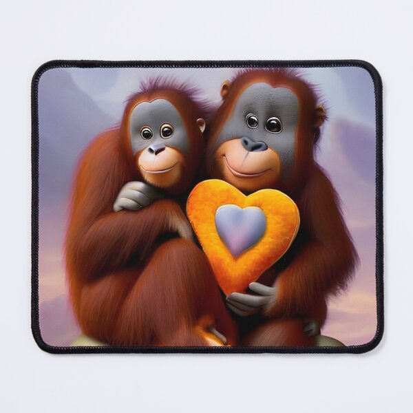 Item preview, Cute Monkeys holding Heart - Valentine's Day gift designed and sold by DreamyEscapism.