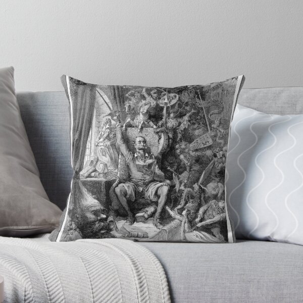 Miguel de Cervantes Don Quixote by Gustave Doré Remastered Xzendor7 Classical Art Reproductions Throw Pillow