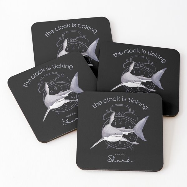 Item preview, Protect The Shark Save the Shark The Clock is Ticking Coasters designed and sold by MagicWolfStar.