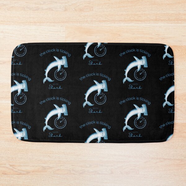 Item preview, Protect The Shark Save the Shark The Clock is Ticking Bath Mat designed and sold by MagicWolfStar.