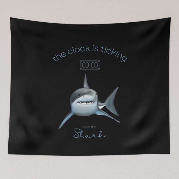 Item preview, Protect The Shark Save the Shark The Clock is Ticking Throw Pillow designed and sold by MagicWolfStar.