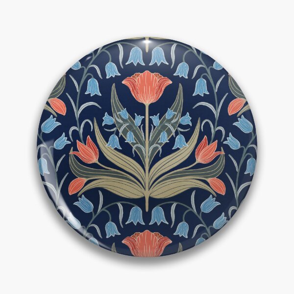 Item preview, Vintage Tulips And Bluebells - Red and Light Blue designed and sold by FloraDayDesign.
