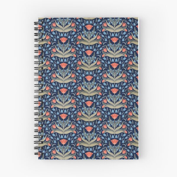 Item preview, Vintage Tulips And Bluebells - Red and Light Blue designed and sold by FloraDayDesign.