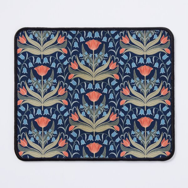Item preview, Vintage Tulips And Bluebells - Red and Light Blue designed and sold by FloraDayDesign.