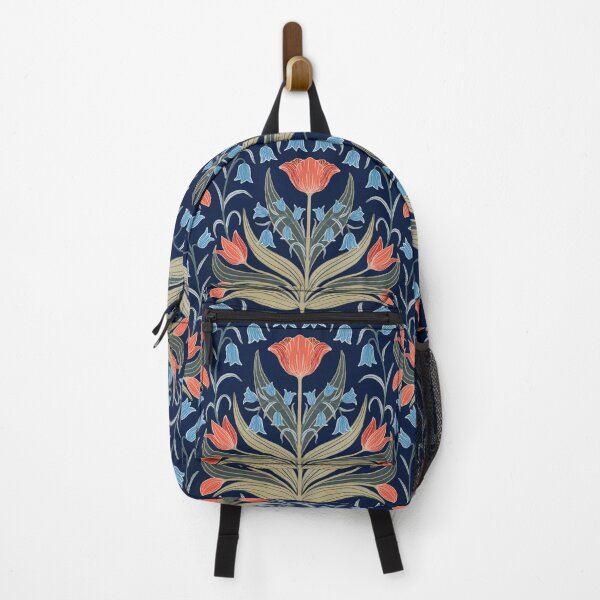 Item preview, Vintage Tulips And Bluebells - Red and Light Blue designed and sold by FloraDayDesign.