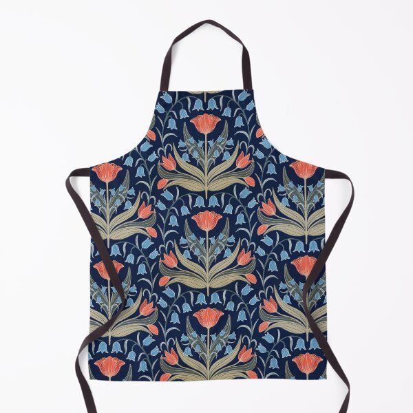 Item preview, Vintage Tulips And Bluebells - Red and Light Blue designed and sold by FloraDayDesign.