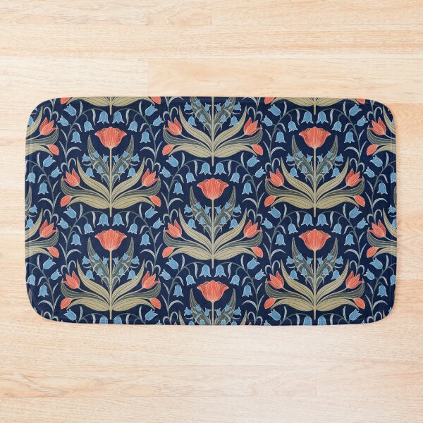 Item preview, Vintage Tulips And Bluebells - Red and Light Blue designed and sold by FloraDayDesign.