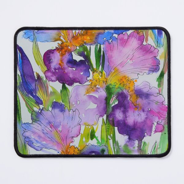 Aperçu de l'œuvre Iris Fleurs Aquarelle Peinture créée et vendue par Svitlana Prouty.