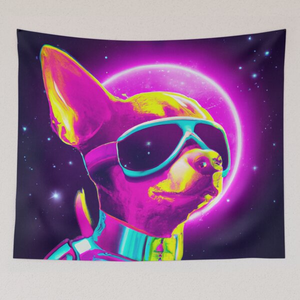 Item preview, Cyber Punk Chihuahua Neon Moon designed and sold by bennetthuskers.